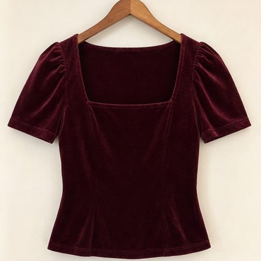 Camel V Neck Top